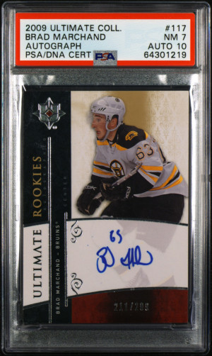 Brad Marchand 2009 Ultimate Collection Auto PSA 7 | Auto 10 211/299 front