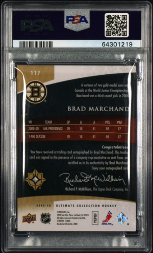 Brad Marchand 2009 Ultimate Collection Auto PSA 7 | Auto 10 211/299 back