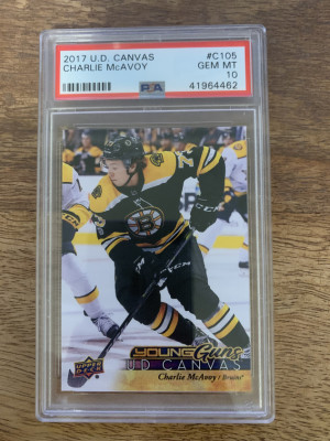 2017 UD Canvas Charlie McAvoy PSA 10 front