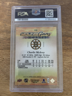 2017 UD Canvas Charlie McAvoy PSA 10 back