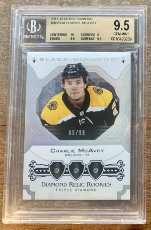 Charlie McAvoy 2017-18 Black Diamond Rookie 65/99 BGS 9.5 front