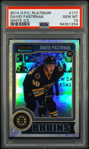 David Pastrnak OPC Platinum White Ice /199 - PSA 10 front