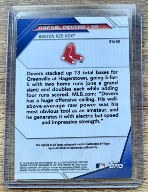 2016 Bowman’s Best Rafael Devers Auto back