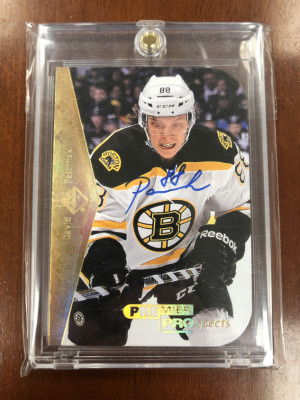 David Pastrnak SP Die Cut Rookie Auto front