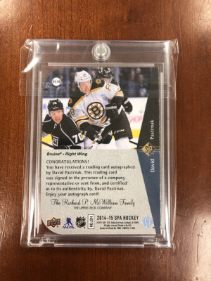 David Pastrnak SP Die Cut Rookie Auto back