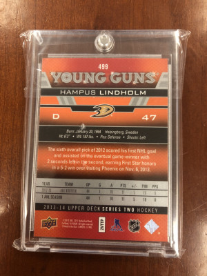 Hampus Lindholm Young Guns back