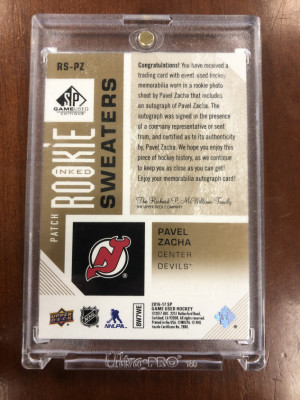 Pavel Zacha Rookie Patch Auto /99 back