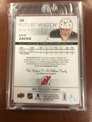 Pavel Zacha Future Watch Auto /999 back