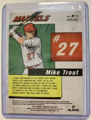 2022 Panini Donruss Mike Trout Marvels back