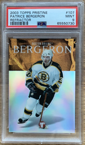 Patrice Bergeron Topp Pristine Rookie /499 PSA 9 front