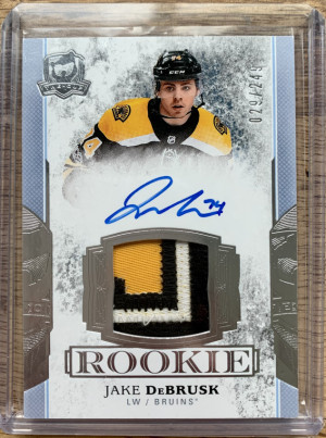 2017-18 The Cup Jake Debrusk Rookie Patch Auto /249 front