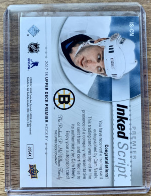 2017-18 Premier Inked Script Cam Neely “Seabass” / 99 back