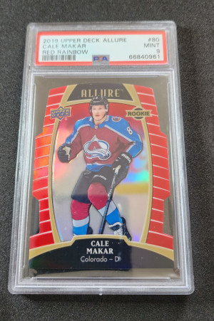 Cale Makar 2019-20 Upper Deck Allure Red Rainbow PSA 9 Rookie front
