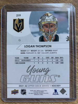 Logan Thompson Young Guns back