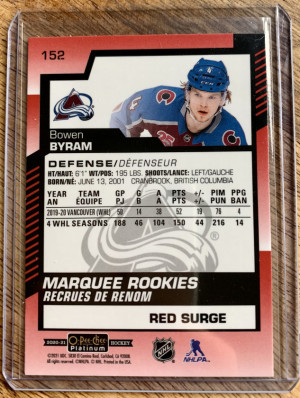 Bowen Byram OPCP Marquee Rookies Red Surge back
