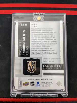 Alex Tuch 2018-19 The Cup Exquisite Endorsements Relics Auto /50 back