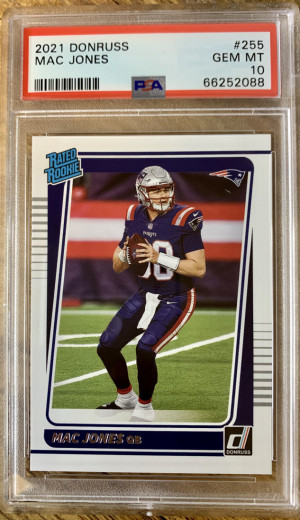 2021 Donruss Mac Jones Rated Rookie PSA 10 front