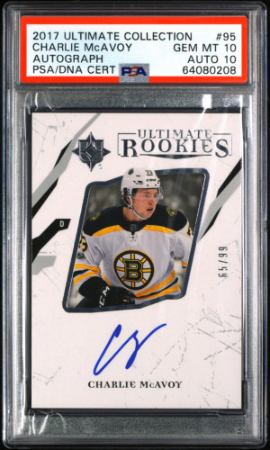 2017 Ultimate Collection Charlie McAvoy Auto /99 PSA 10 | 10 front
