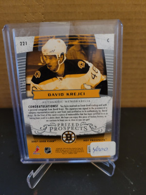 Davd Krejci Prized Prospects Auto Patch back