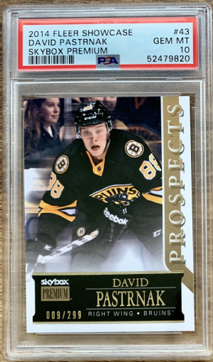 2014 Fleer Showcase Skybox Premium David Pastrnak /299 PSA 10 front