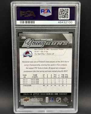 2015 Upper Deck Mikko Rantanen Young Guns PSA 10 back