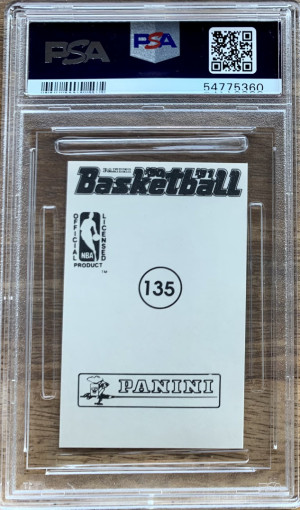 1990 Panini Sticker Larry Bird Hand Cut PSA 10 back