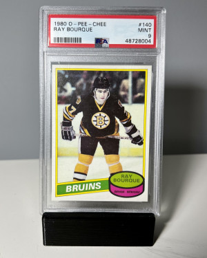 1980 O-Pee-Chee Ray Bourque RC #140 PSA 9 front