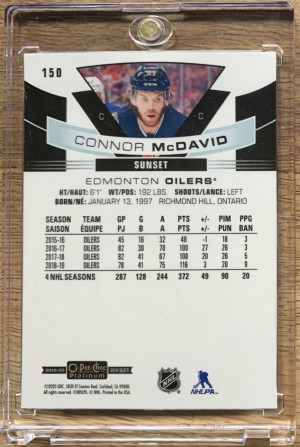 2019-20 OPC Platinum Connor McDavid Sunset back