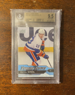2016-17 Upper Deck Mathew Barzal Young Guns BGS 9.5 front