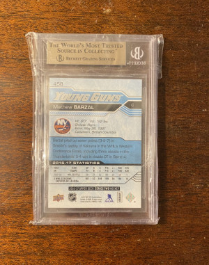 2016-17 Upper Deck Mathew Barzal Young Guns BGS 9.5 back