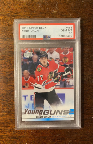 2019 Upper Deck Kirby Dach Young Guns PSA 10 front