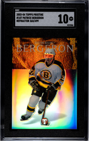 2003-04 Topps Pristine Patrice Bergeron Refractor /499 SGC 10 front