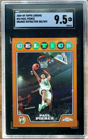 2008-09 Topps Chrome Orange Refractor #34 Paul Pierce Boston Celtics /499 SGC 9.5 front