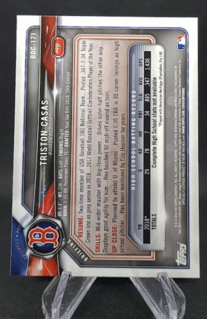 Triston Casas 2018 Bowman Draft Chrome RC #BDC-171 back