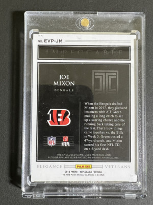 2018 Panini Impeccable Elegance Joe Mixon EVP-JM /49 back