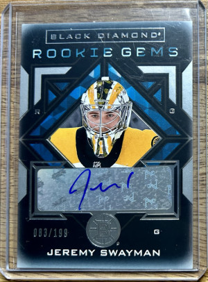 Jeremy Swayman 2021-22 Upper Deck Black Diamond Rookie Gems RC Auto /199 #RG-JS front
