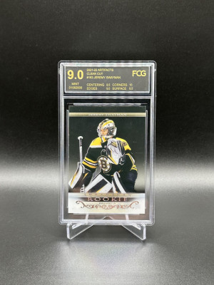 2021-22 UD Artifacts Jeremy Swayman Rookie Clear Cut FCG Graded 9 front