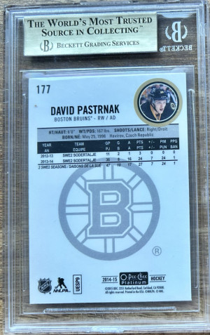 2014-15 O-Pee-Chee Platinum Rainbow #177 David Pastrnak BGS 9.5 back
