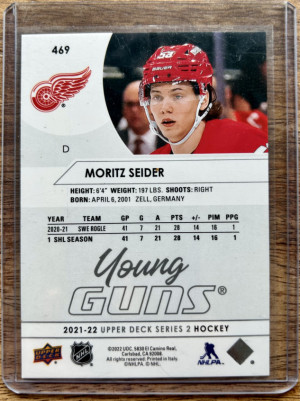 2021-22 Upper Deck Series 2 Moritz Seider Young Guns Rookie back