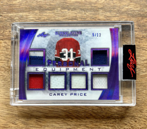 2020-21 Leaf Superlative Carey Price Equipment Memorabilia 5/12 Game Used front