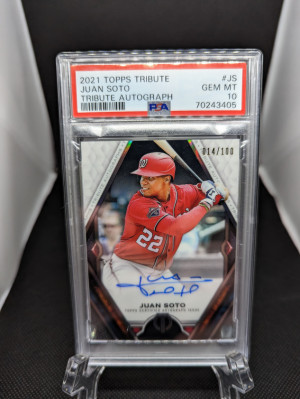2021 Juan soto tribute auto /100 PSA 10 front