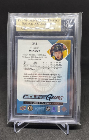 2017-18 Upper Deck Charlie McAvoy Young Guns #242 Rookie Card BGS 9.5 back