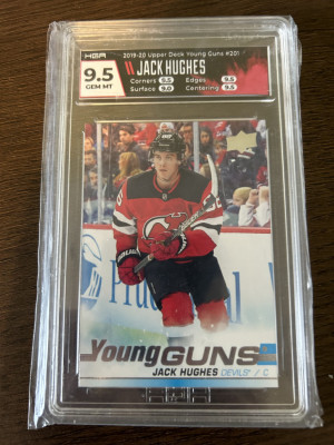 2019-20 UD JACK HUGHES YOUNG GUNS ROOKIE SP HGA 9.5 GEM MINT!!! Devils front