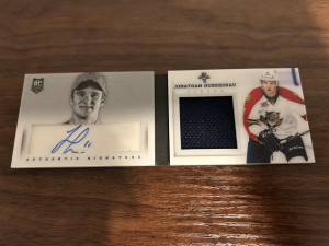 2013-14 Panini Playbook JONATHAN HUBERDEAU ROOKIE PATCH AUTO BOOKLET!! Great condition front