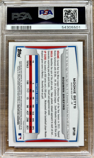 2014 Bowman Prospects - Mookie Betts #BP-109 - PSA 9 back