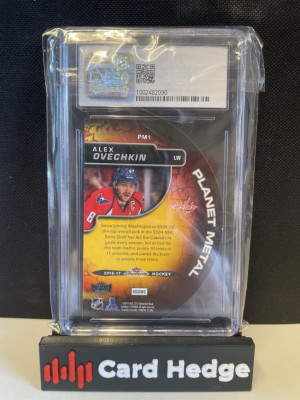 2016 Fleer Showcase Alexander Ovechkin Planet Metal #PM1 CSG 8.5 back