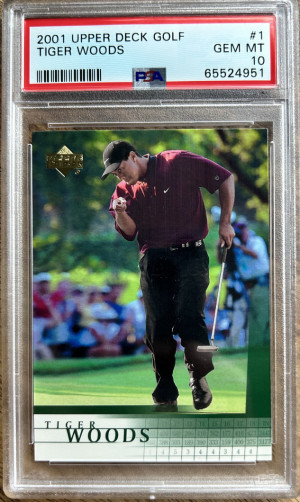 Tiger Woods 2001 Upper Deck Rookie PSA 10 Golf GOAT front