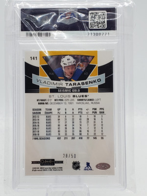 Vladimir Tarasenko 2019-20 O-Pee-Chee Platinum Seismic Gold /50 PSA 10 back