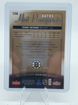 Frank Vatrano 2015-16 Fleer Hot Prospects Rookie Auto /299 back