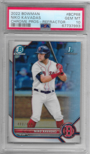 2022 Bowman Chrome Prospects Niko Kavadas Refractor /499 1st Bowman Chrome #BCP-68 PSA 10 front